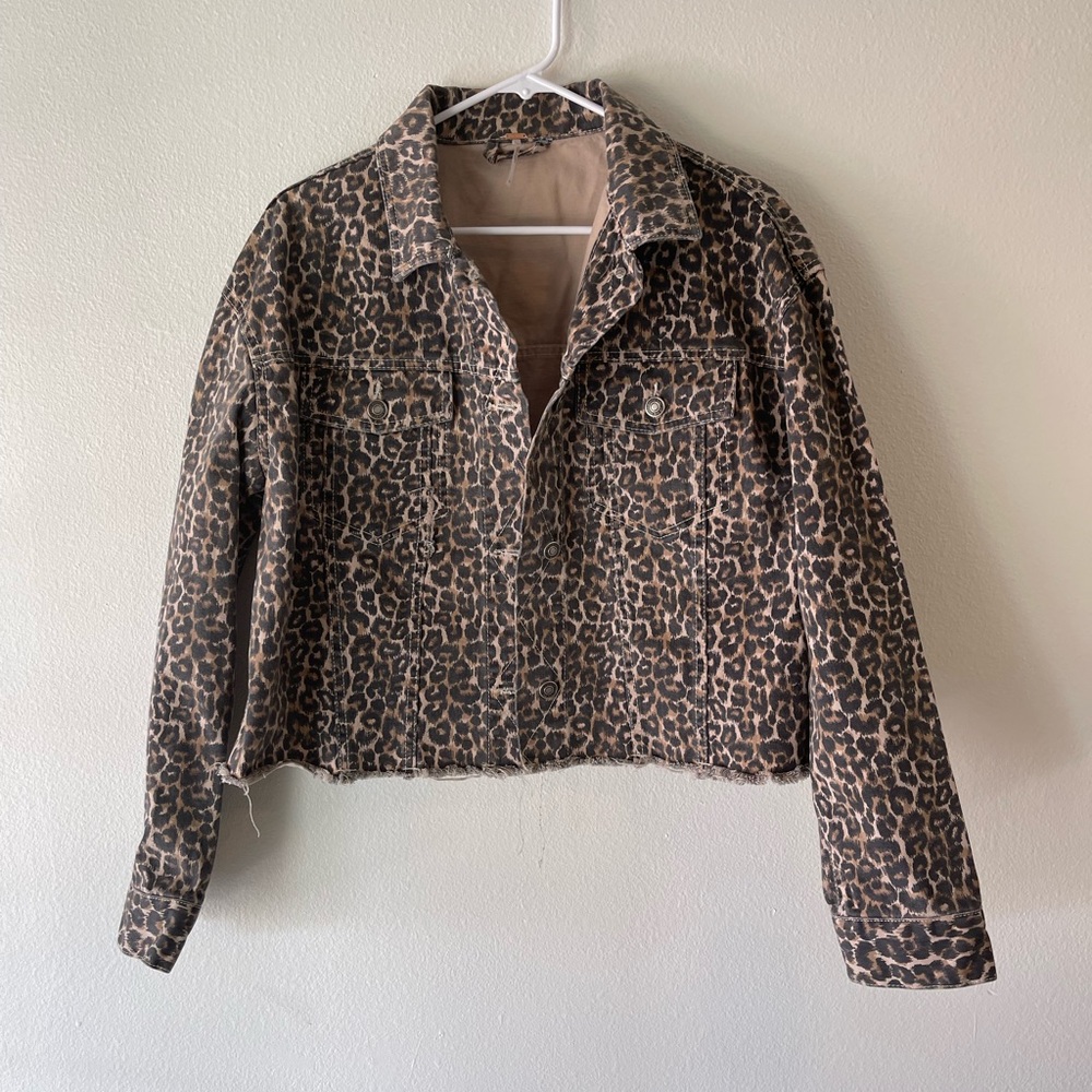 Free People Cropped Cheetah Jacket